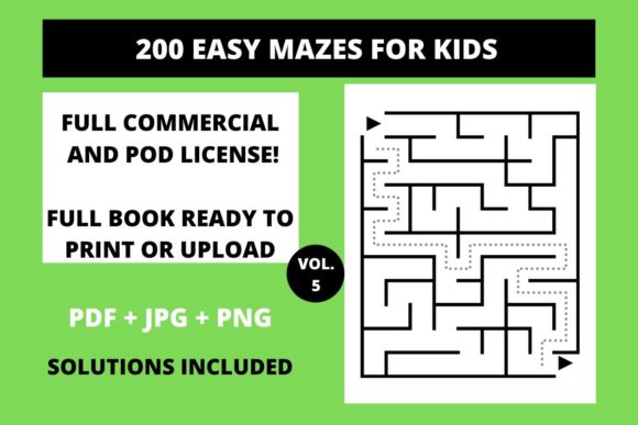 200 Easy Mazes for Kids Vol.5: Printable & KDP Assets