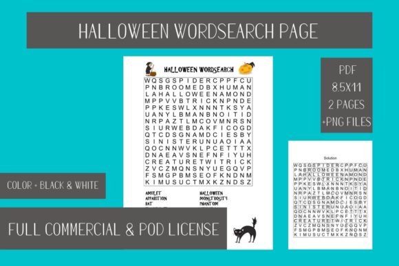 Halloween Wordsearch Puzzle Page: Versatile Assets for Creators and Educators