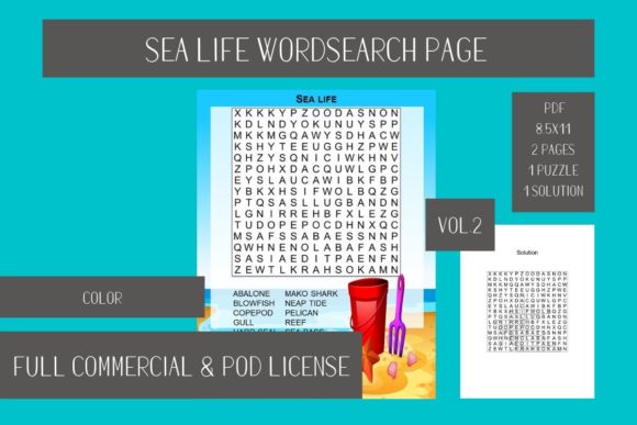 Sea Life Wordsearch Vol.2: A Versatile Printable Resource for Education and Creative Projects